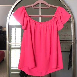 Emetla neon pink off the shoulder top